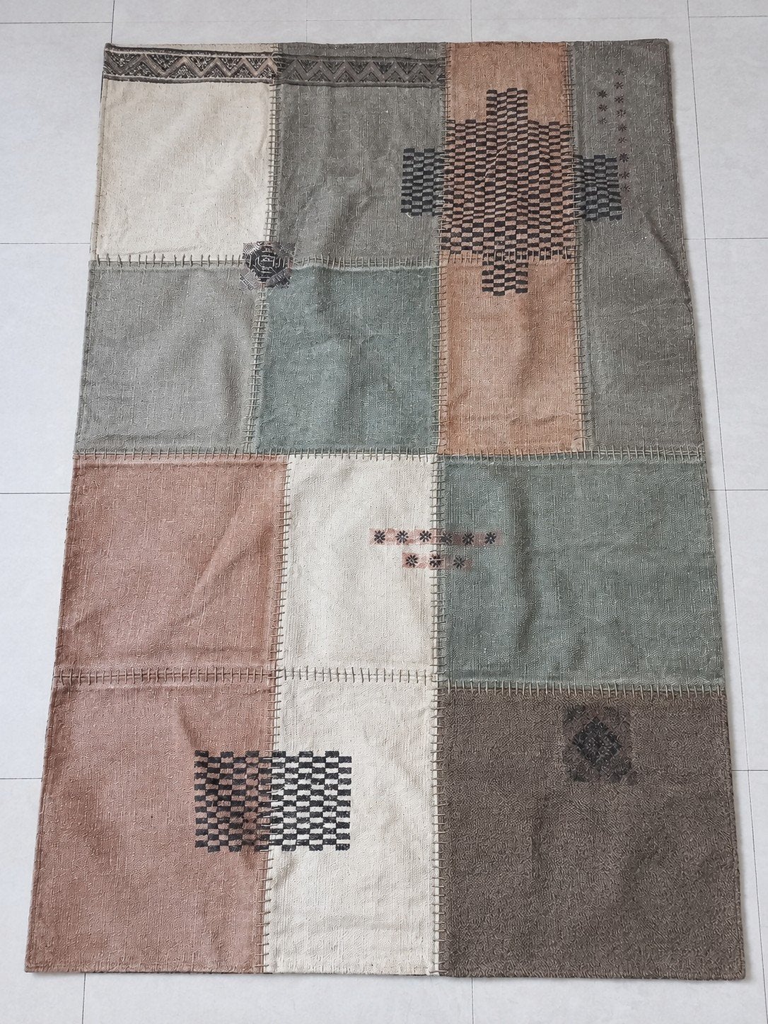 Patchwork vloerkleed 180x123 cm, Huis en Inrichting, Gebruikt, 100 tot 150 cm, Ophalen of Verzenden, Rechthoekig