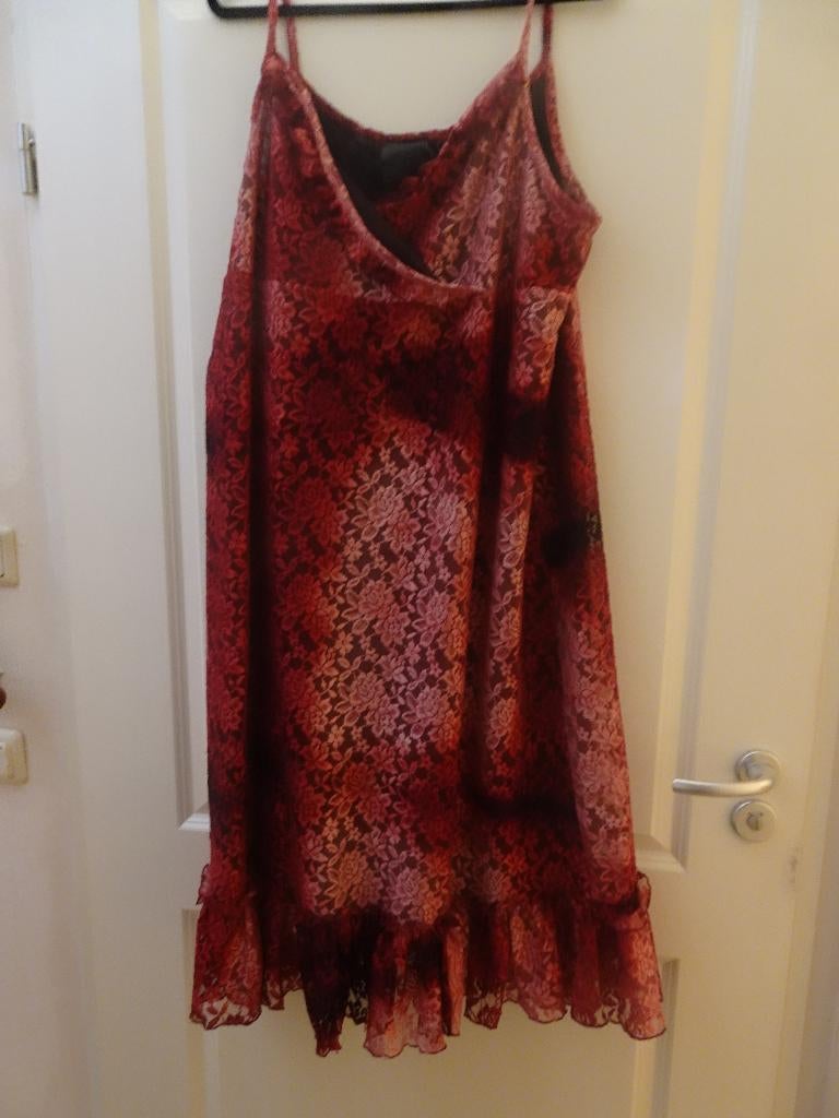 KSB jurkje  roze rood rozen patroon 54/56, Ophalen of Verzenden, Zo goed als nieuw, Rood, Jurk