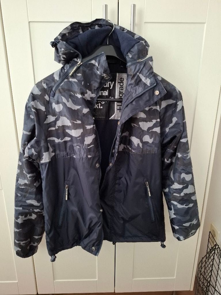 SUPER DRY jas L-52/54 INCL.VERZENDEN., Maat 52/54 (L), Blauw, Ophalen of Verzenden, Zo goed als nieuw