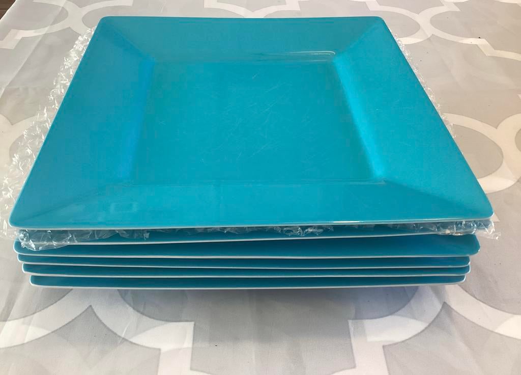Mepal borden - set van 6 turquoise vierkante borden, Ophalen of Verzenden, Zo goed als nieuw