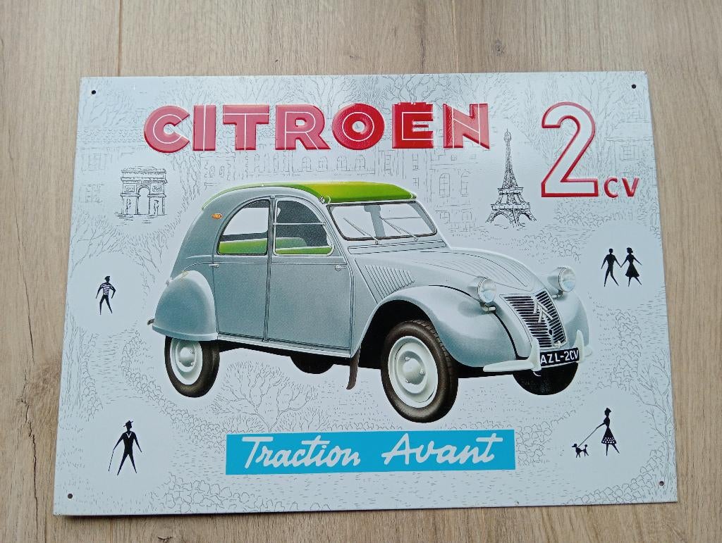 Reclame bord Citroën 2CV, Ophalen of Verzenden, Gebruikt, Reclamebord