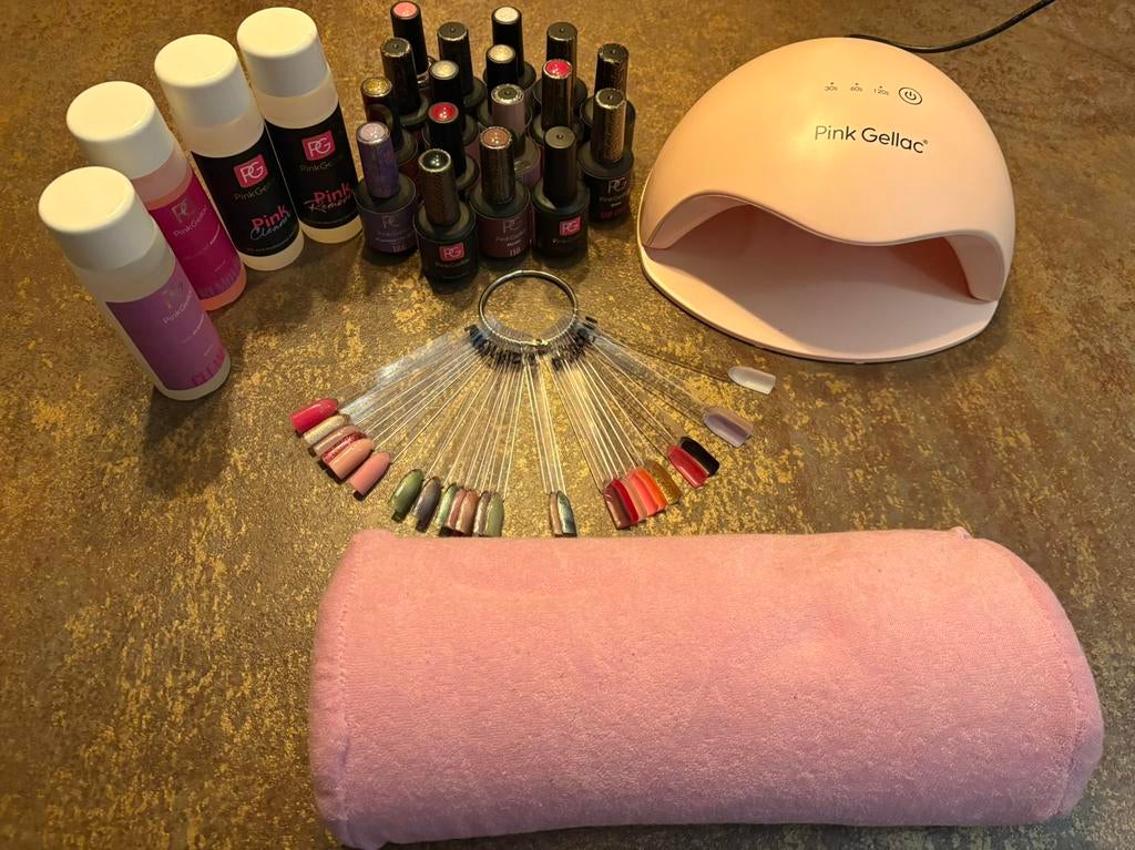 Hele set van Pink Gellac - weinig gebruikt, Ophalen of Verzenden, Zo goed als nieuw, Overige kleuren, Handen en Nagels
