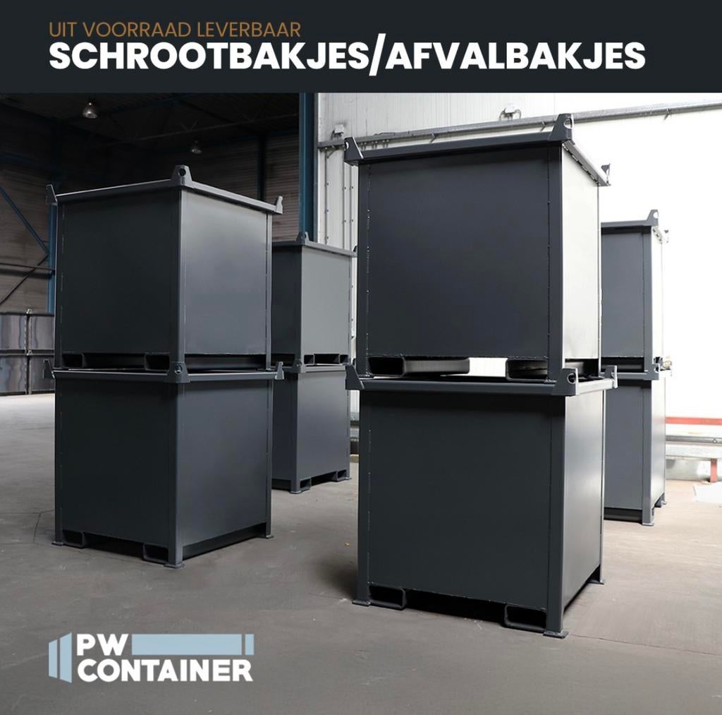 Schrootbakjes uit voorraad leverbaar. 1m3/1.9m3/2m3, Ophalen