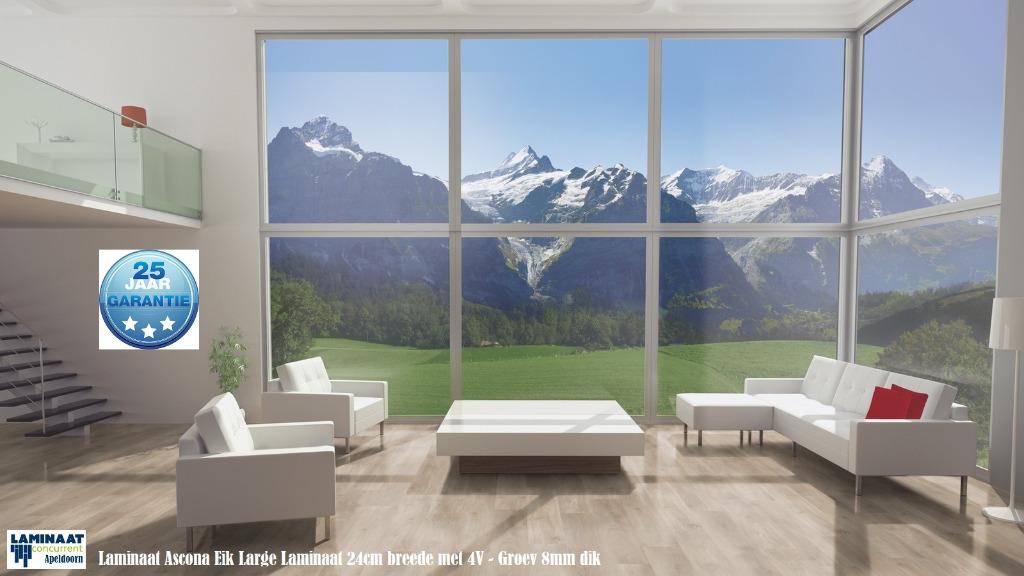 Laminaat Ascona Eik Large 24cm brede met 4V-groev, 75 m² of meer, Ophalen of Verzenden, Zo goed als nieuw, Bruin