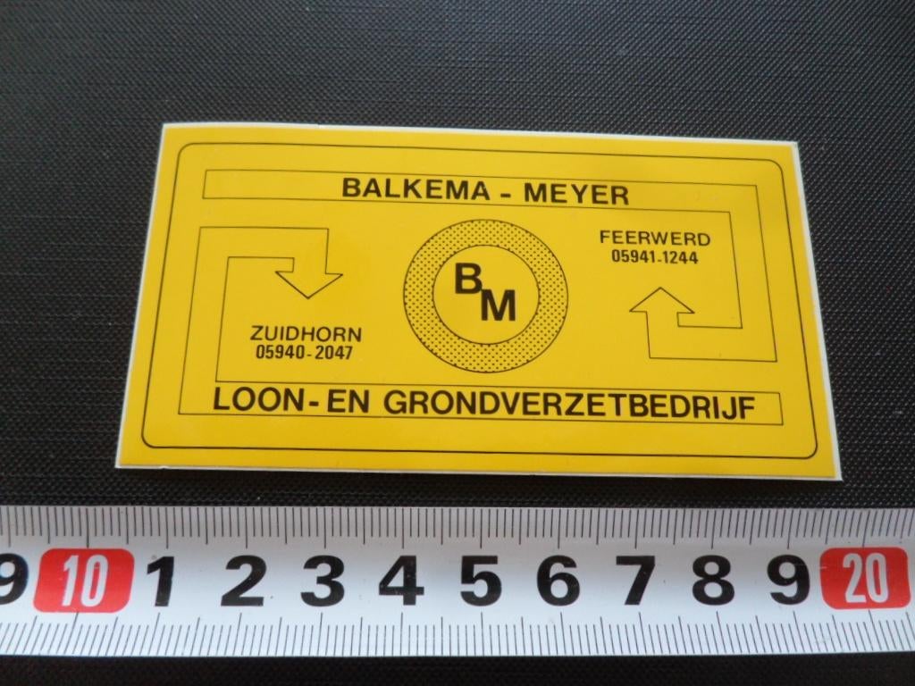 sticker zuidhorn feerwerd balkema - meyer loon/grondverzet, Verzamelen, Stickers, Zo goed als nieuw, Ophalen