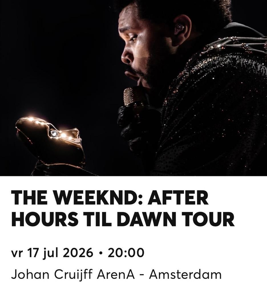 2 tickets The Weeknd in Amsterdam, Tickets en Kaartjes, Twee personen, Juli