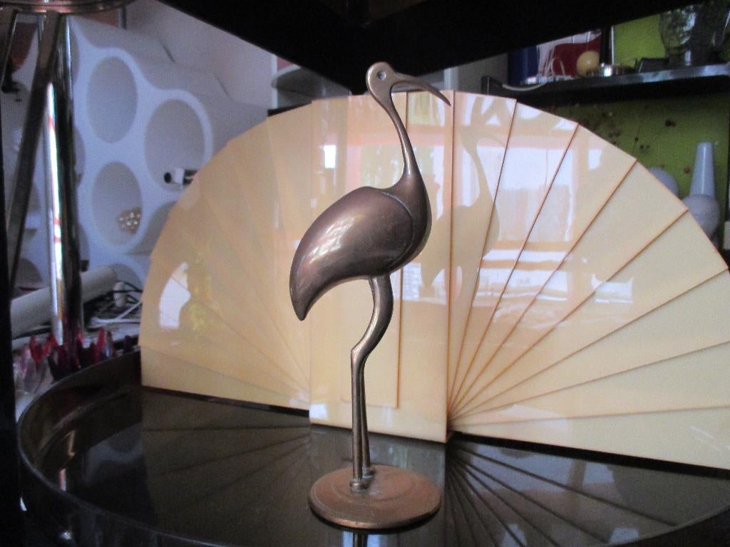 jaren 70 messing vogel design retro reiger deco, Ophalen of Verzenden