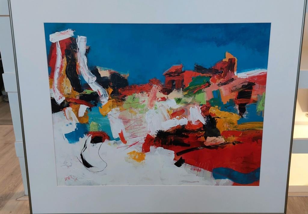 Schilderij Wies van Dort. Verf op papier. 82 x 64 cm., Ophalen