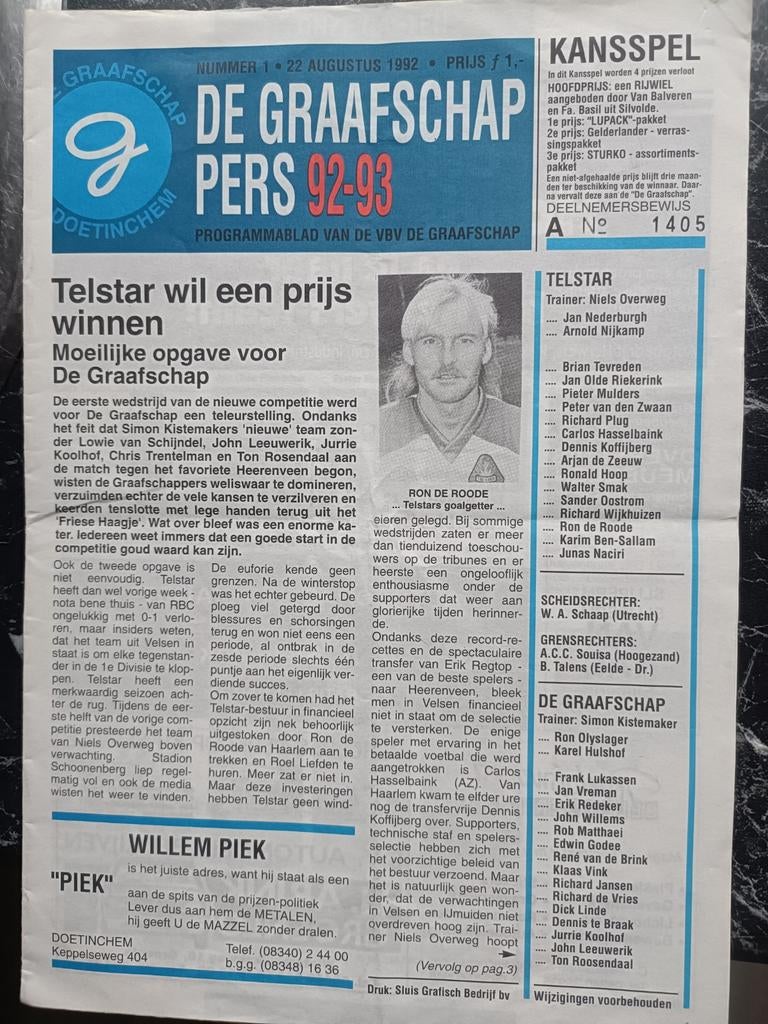 De Graafschap Programmaboekje, Ophalen of Verzenden, Zo goed als nieuw, Overige binnenlandse clubs, Boek of Tijdschrift