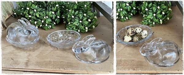 Schaaltje van glas (konijntje) voor paaseitjes 12 x 8 x 9, Diversen, Pasen, Nieuw, Clayre en eef, Ophalen of Verzenden, Clayre en eef