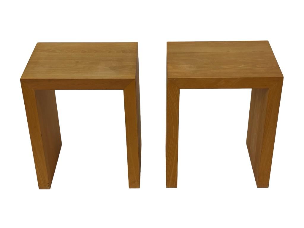 Vintage nachtkastjes bijzettafeltjes set van twee berken, Gebruikt, Minder dan 45 cm, Vintage, Vintage