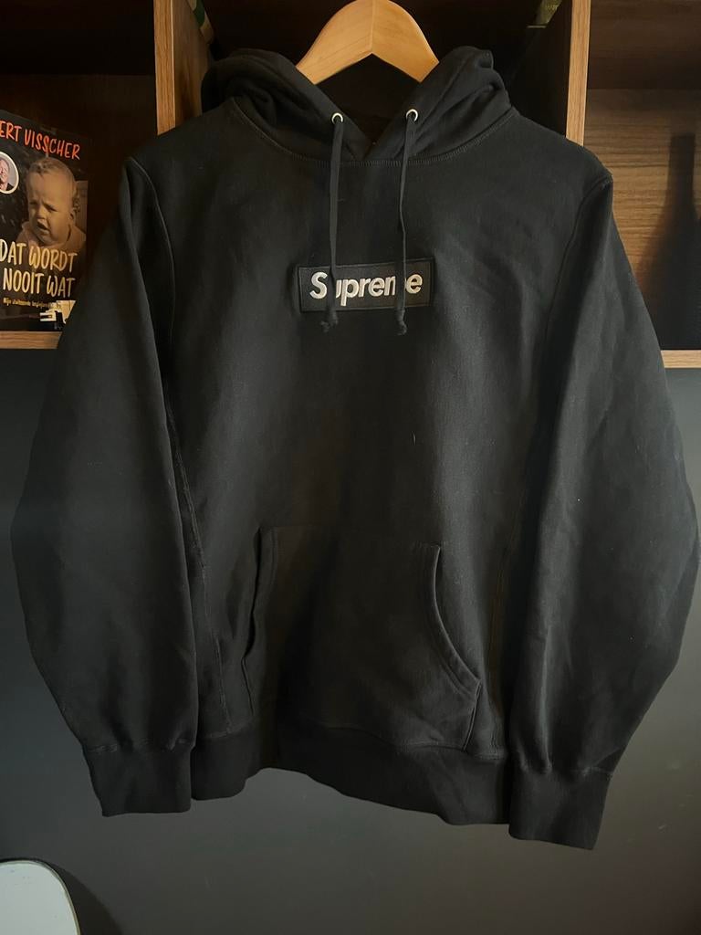 Supreme Hoodie - Zwart, Ophalen of Verzenden, Zo goed als nieuw, Maat 48/50 (M), Zwart