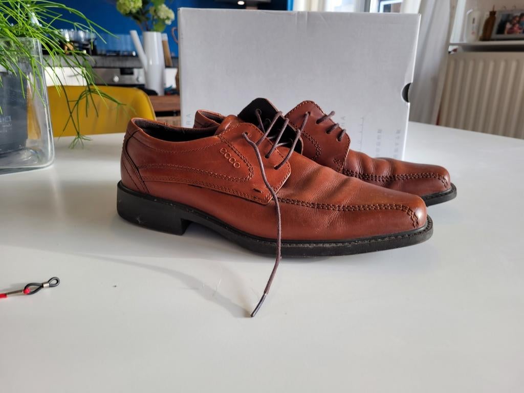 Leren Ecco Veterschoenen Maat 43, Ecco, Bruin, Ophalen of Verzenden, Zo goed als nieuw