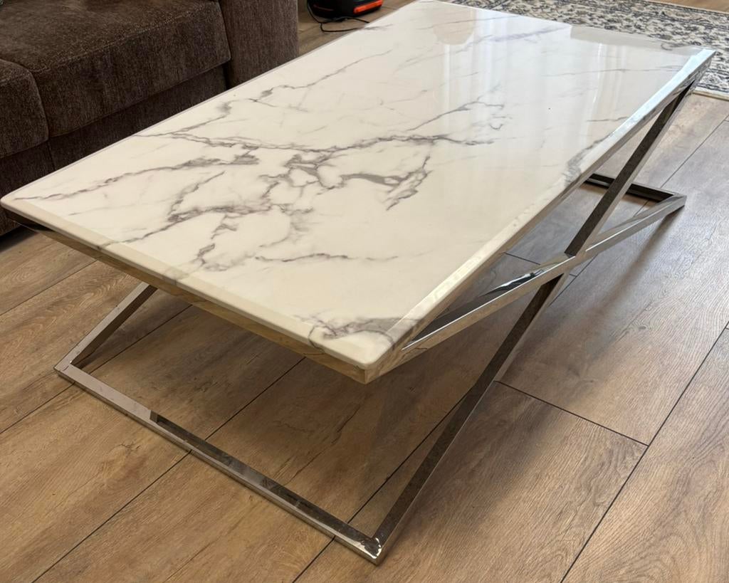 Eettafel met stoelen  salontafel, Chrome ijzermetal en steen, 50 tot 100 cm, 100 tot 150 cm, Vierkant