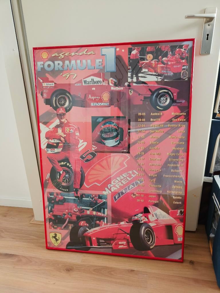 Ferrari F1 poster 70x100 cm Shell seizoen 1997, Ophalen, Zo goed als nieuw, Formule 1