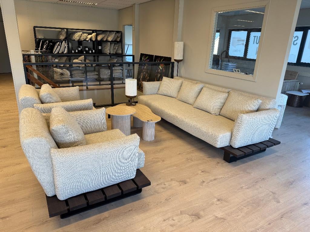 Loungebank Lora Sofaset met royale kussenset tuinset lounge, Tuin en Terras, Verzenden, Nieuw, Hout