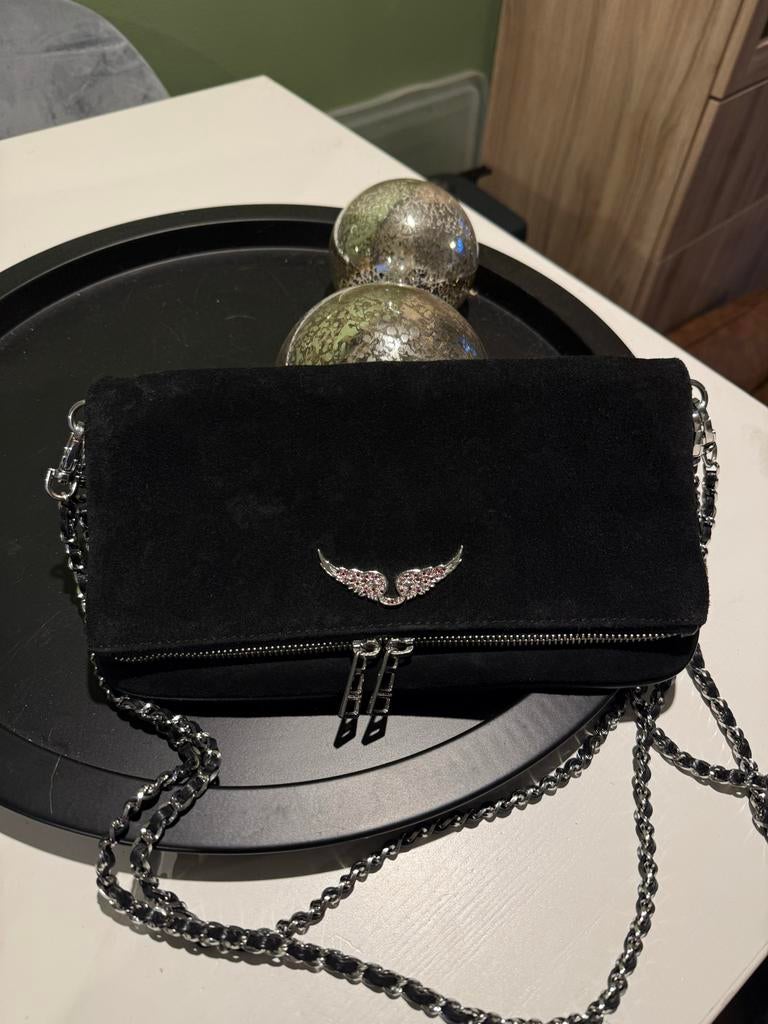 Zadig et Voltaire Suède Tas Zwart/Roze, Sieraden, Tassen en Uiterlijk, Tassen | Damestassen, Ophalen of Verzenden, Gebruikt, Zwart