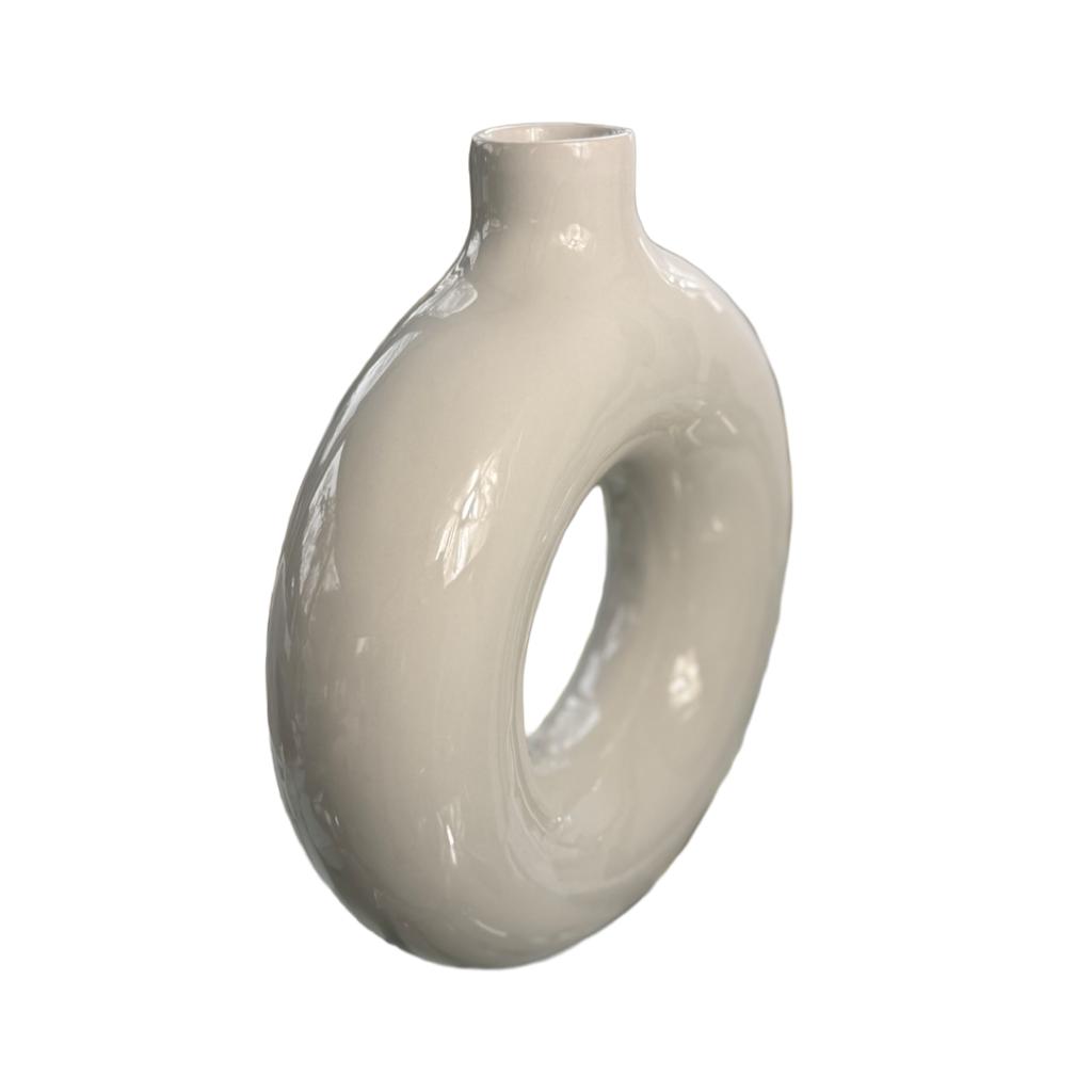 Cirkel Vaas Wit — Porselein designvaas Bloemenvaas vazen, Huis en Inrichting, Woonaccessoires | Vazen, Nieuw, Wit, Minder dan 50 cm