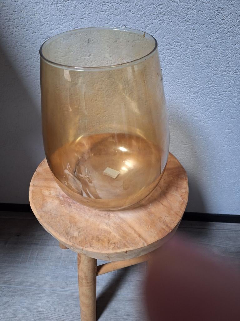 Glazen vaas soort van okergeel, Ophalen, Gebruikt, Overige kleuren, Glas