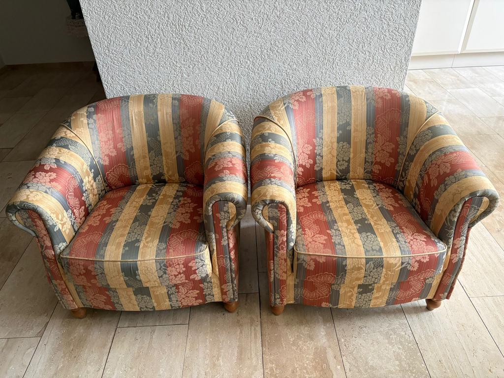 Mooie stoffen fauteuils in Chesterfield stijl, Ophalen, Zo goed als nieuw, 75 tot 100 cm, 50 tot 75 cm