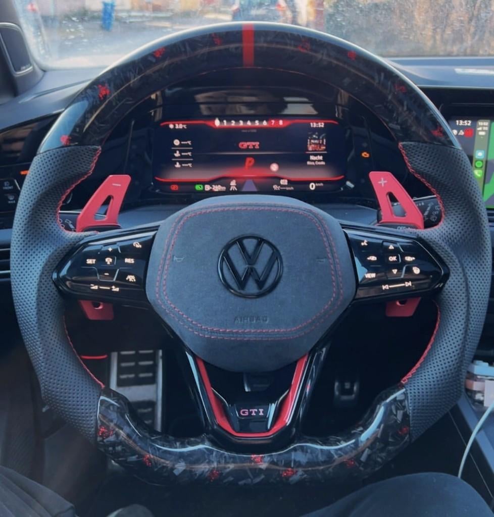 Stuur op maat Volkswagen sportief GTI leer carbon alcantara, Auto diversen, Tuning en Styling, Ophalen of Verzenden, ., ., .