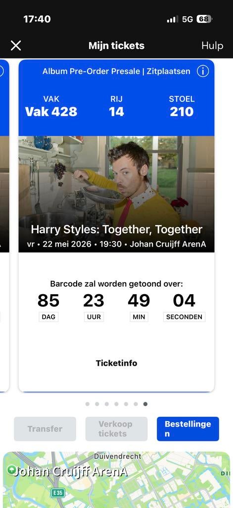 Harry Styles ticket 22 mei 2026, Tickets en Kaartjes, Eén persoon, Mei