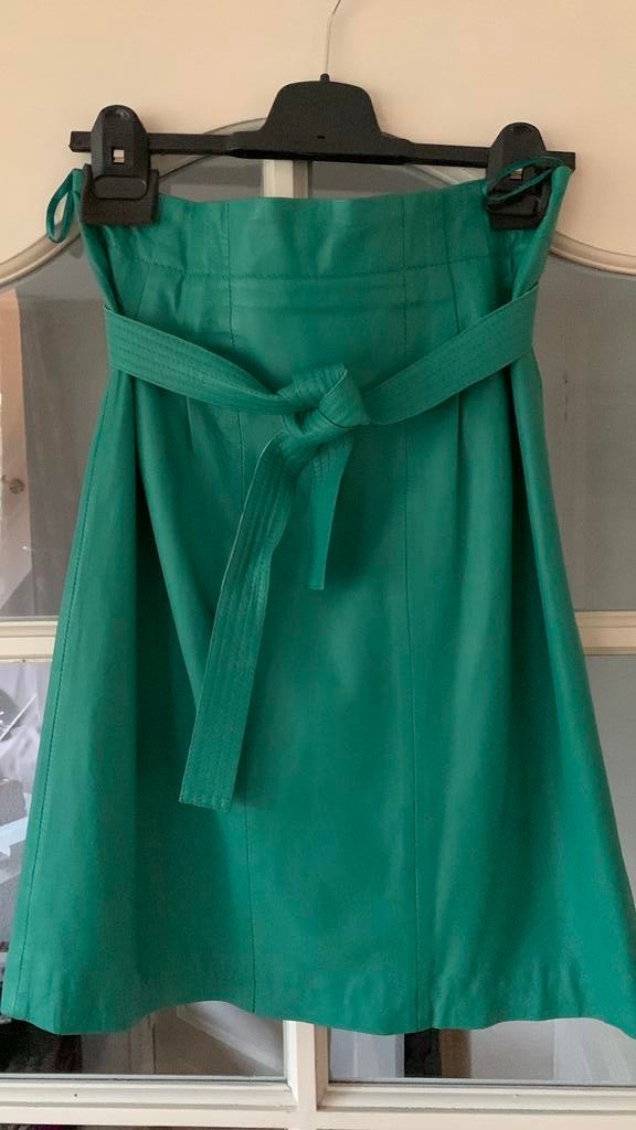 Studio AR( Arma) Groene Leren Rok - Mt. 38, Kleding | Dames, Rokken, Zo goed als nieuw, Maat 38/40 (M), Groen, Onder de knie, Ophalen of Verzenden