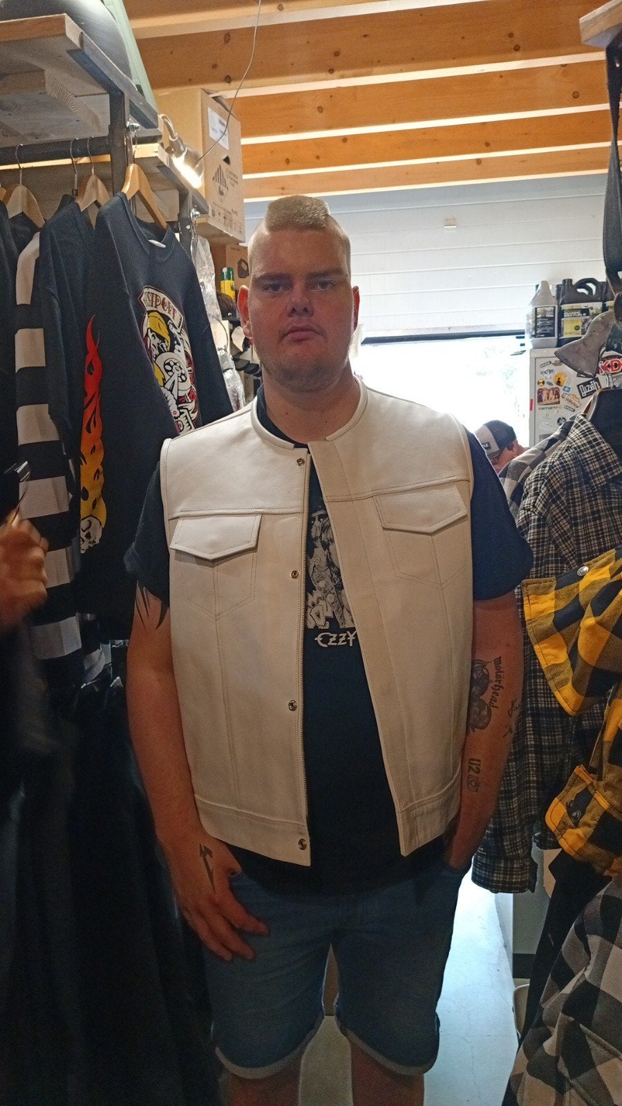 Biker Vest Lederen Vest Motor Vest Hesje wit leer NIEUW, BadBoyNL, Wit, Nieuw, Ophalen of Verzenden