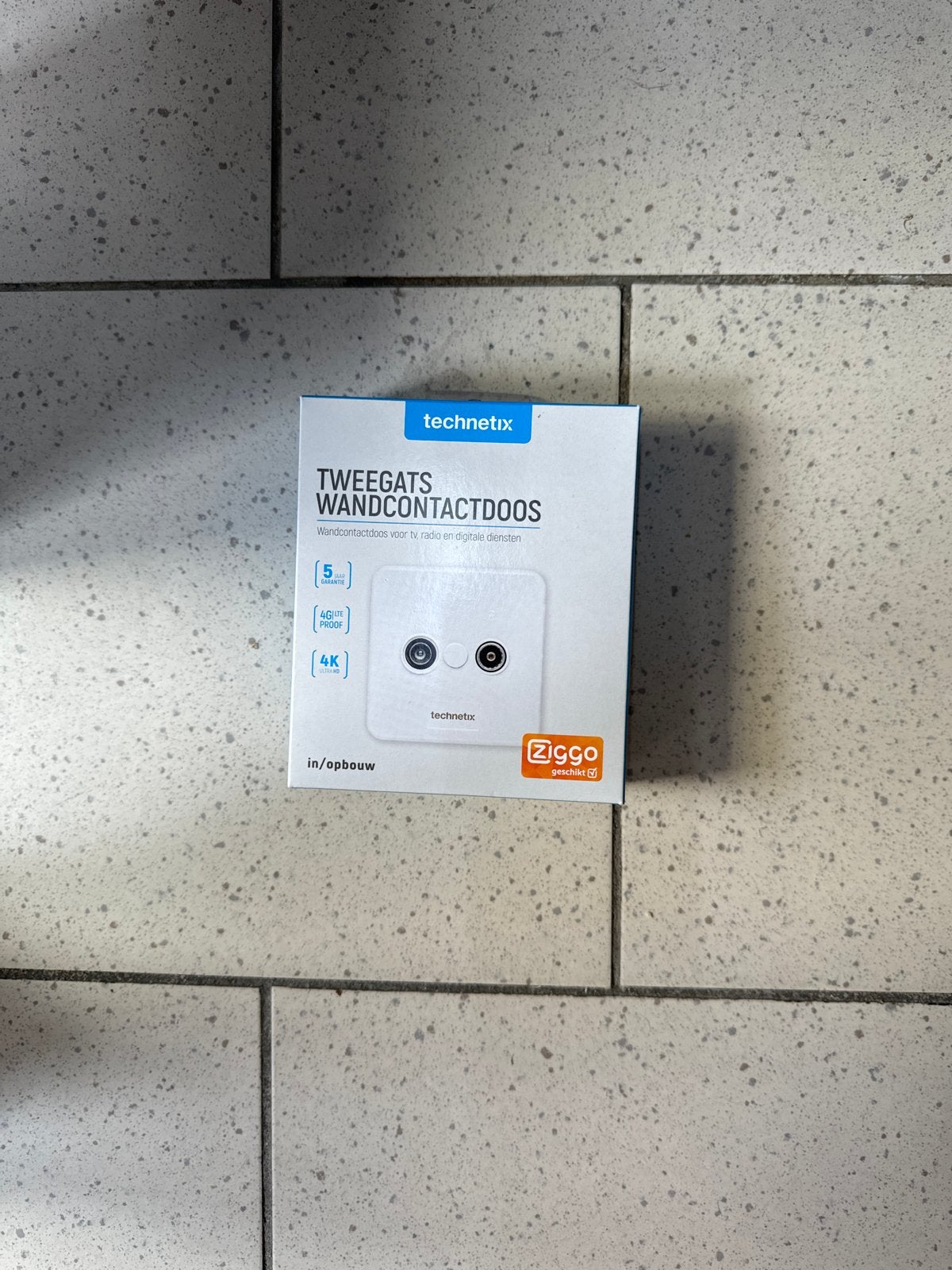 Technetix Tweegats Wandcontactdoos Ziggo Geschikt, Ophalen of Verzenden, Nieuw, Overige kabels