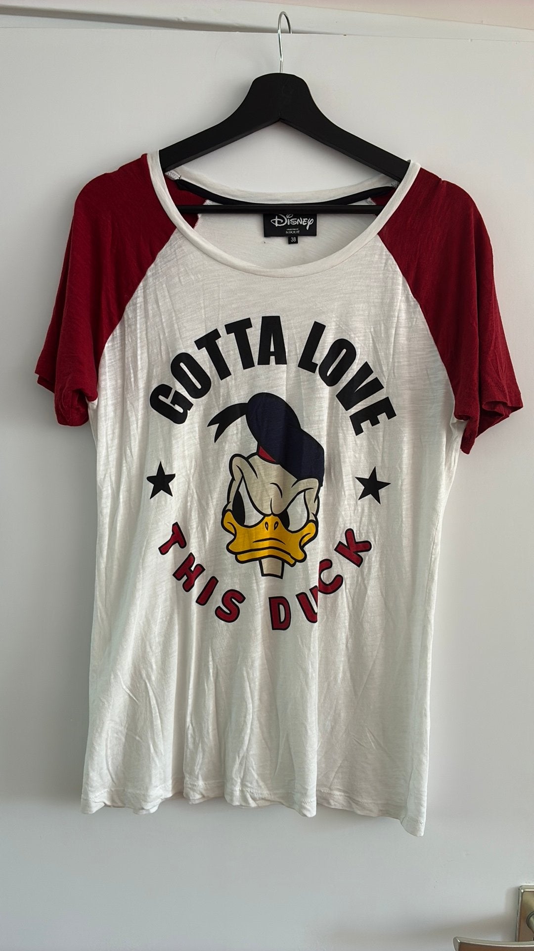 T-Shirt vam nikkie disney collectie 38 met Donald Duck, Maat 38/40 (M), Zwart, Ophalen of Verzenden, Zo goed als nieuw