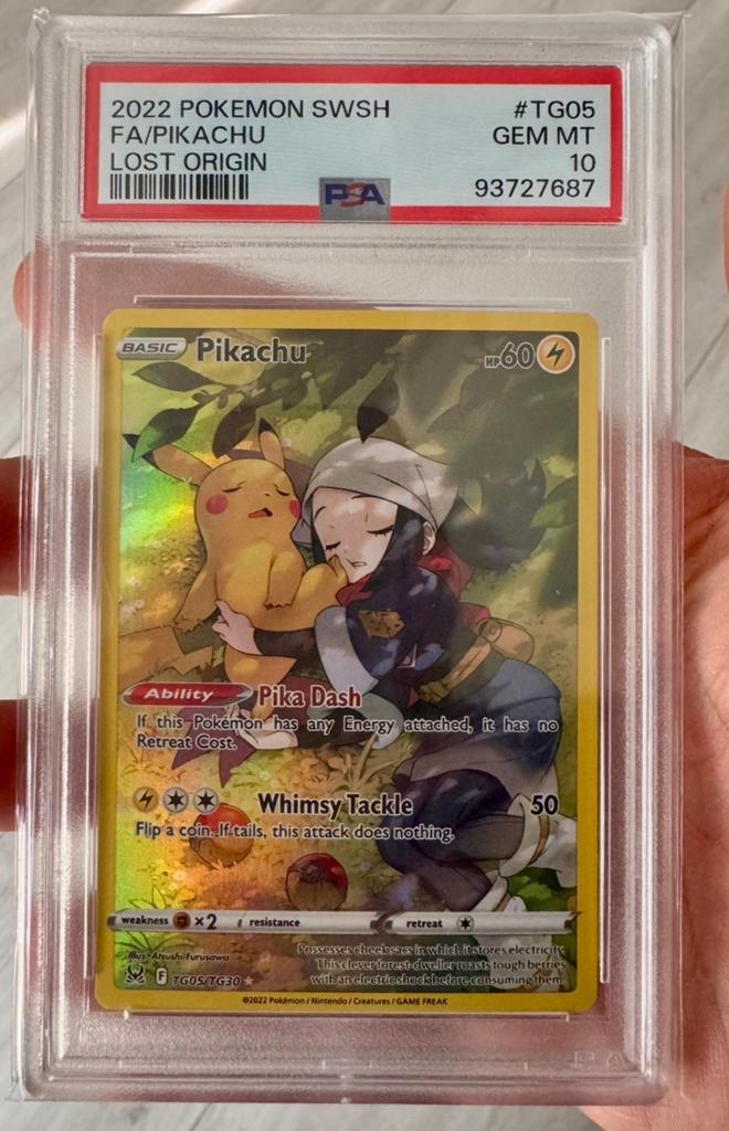 Pikachu (LOR #TG05) PSA 10 - Lost Origin Pokémon Kaart, Ophalen of Verzenden, Nieuw, Losse kaart