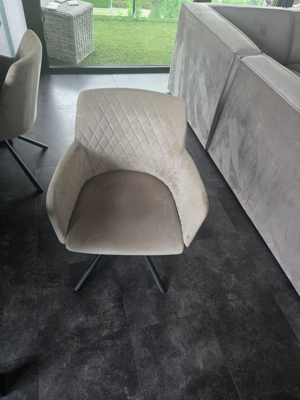 Complete eettafel met 4 draaibare velvet stoelen, Ophalen, 200 cm of meer, 50 tot 100 cm, Metaal