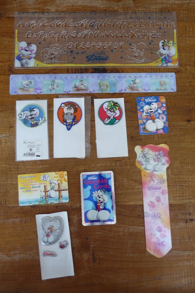 Diddl lineaal, stickers, kaartje etc., Verzamelen, Diddl, Ophalen of Verzenden, Gebruikt, Papier, Kaart of Schrift