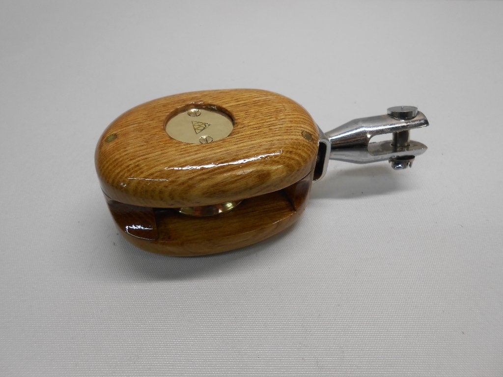 Houten Blok Katrol, enkelschijfs, draaiwartel, gaffel,10 mm, Ophalen of Verzenden, Nieuw, Lijn of Blok