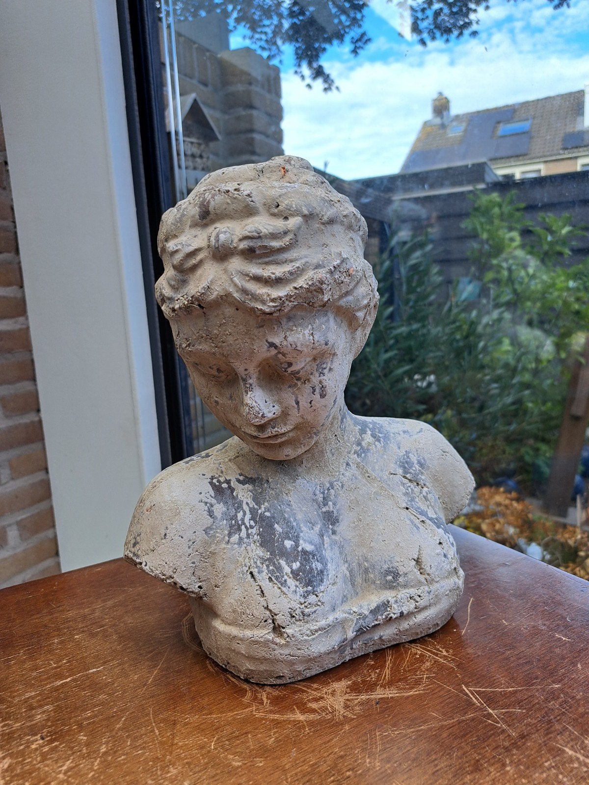 Antieke/ vintage Buste Vrouw - Steen of Keramiek, Ophalen, Buste, Gepatineerd, 20 - 50 cm