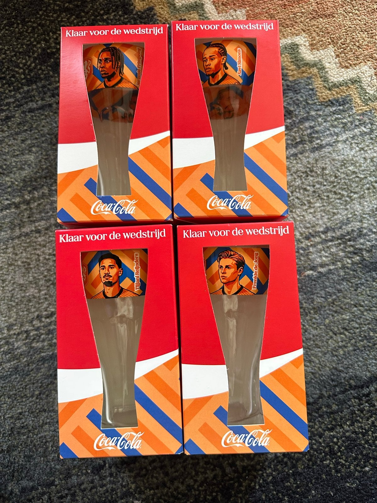4 Coca-Cola glazen met Oranje spelers - WK editie, Verzamelen, Ophalen of Verzenden, Nieuw