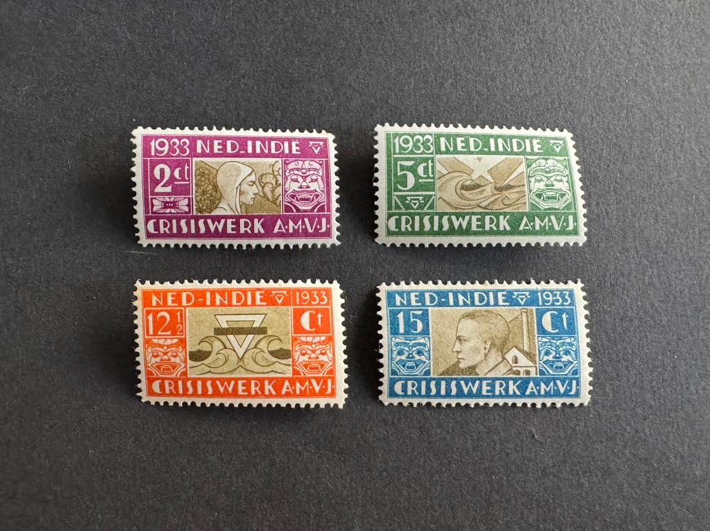 Nederlands Indie 1933 A.M.V.J. NVPH nr 182-185 postfris, Postzegels en Munten, Postzegels | Nederlands-Indië en Nieuw-Guinea, Verzenden