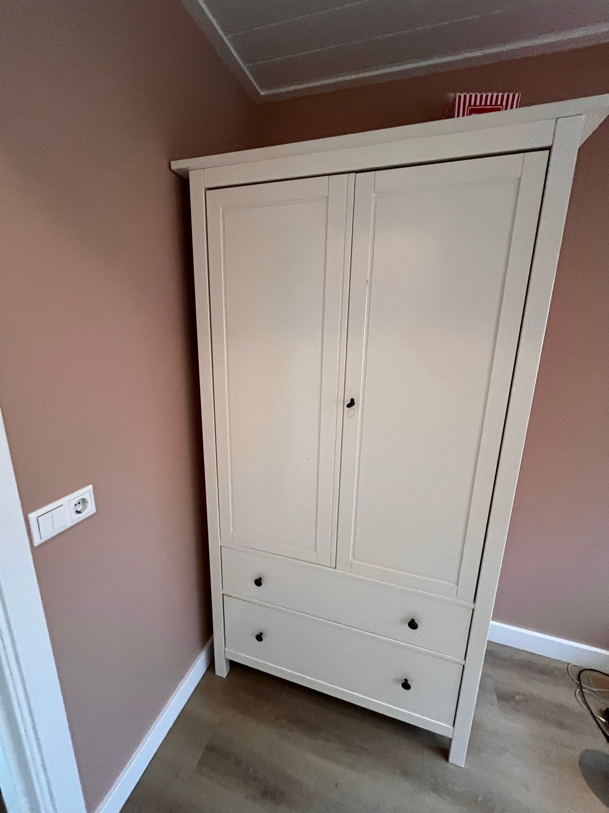 Witte kledingkast met lades en hangruimte, Ophalen, Gebruikt, 50 tot 100 cm, Met lade(s)