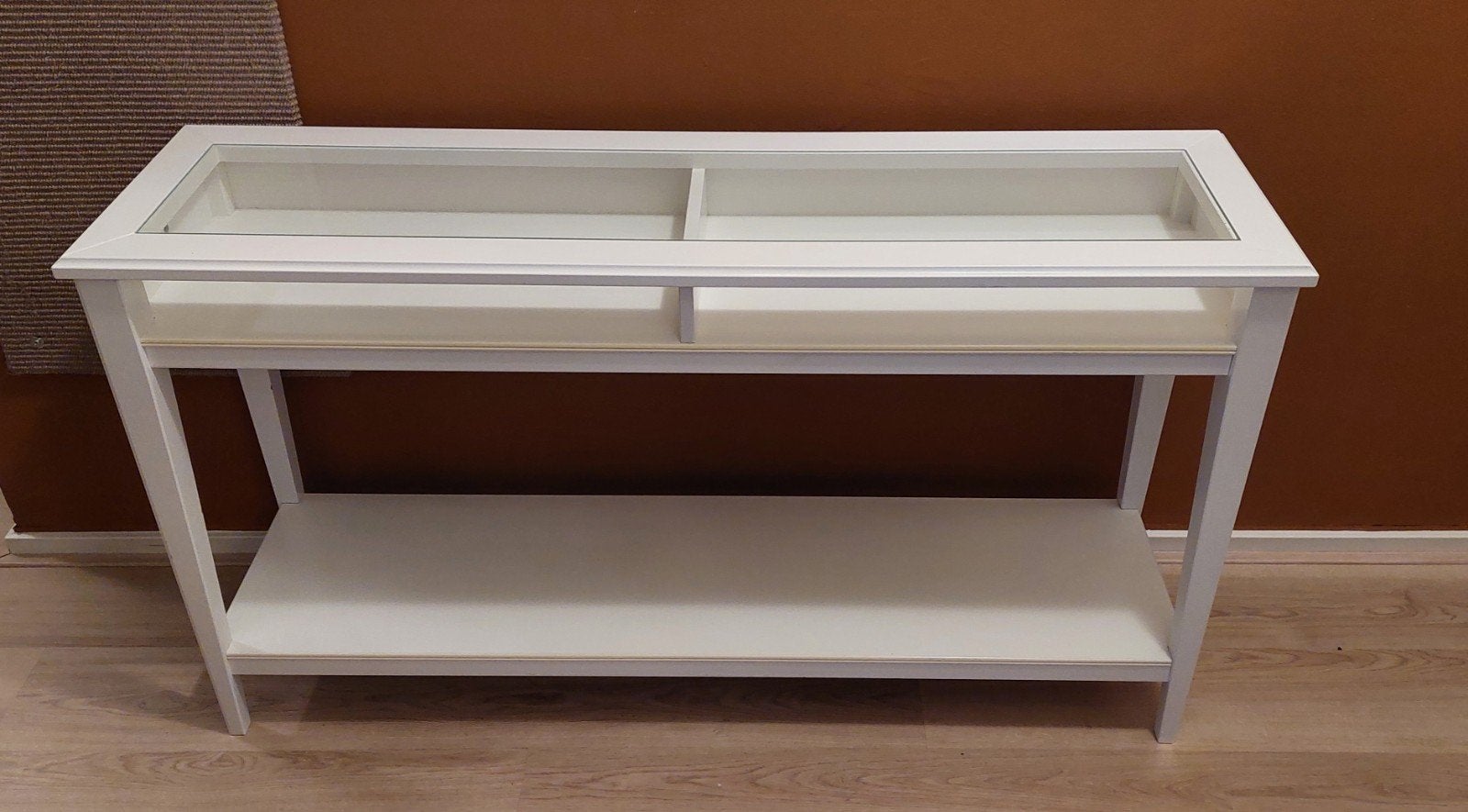 IKEA LIATORP Sidetable met Glazen Blad - Wit - Voor Display, Ophalen, Modern, Klassiek, 100 tot 150 cm, Overige houtsoorten