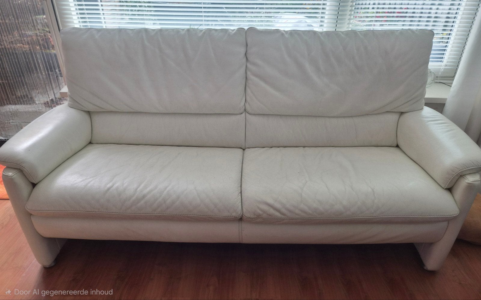Wit leren bank , 2m x 95x 80, Ophalen, Gebruikt, Design, Driepersoons
