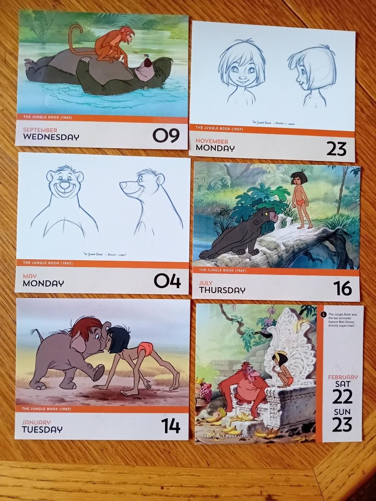 Disney kalenderblaadjes 2020 The Jungle Book - Jungleboek, Ophalen of Verzenden, Leeuwenkoning of Jungle Boek, Zo goed als nieuw