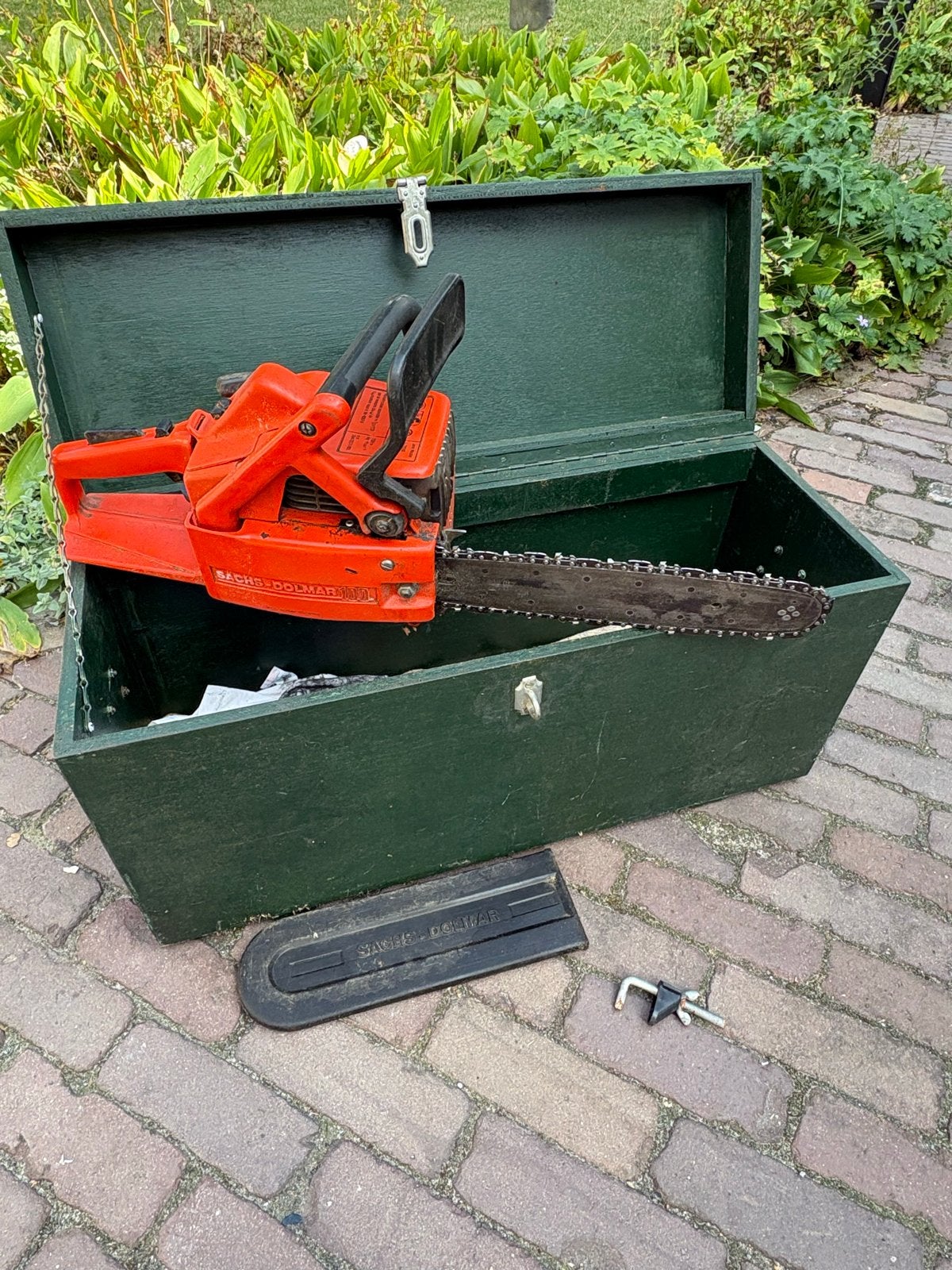Sachs-Dolmar 100 kettingzaag in houten kist blad 30 cm, Ophalen, Gebruikt, 20 t/m 29 mm