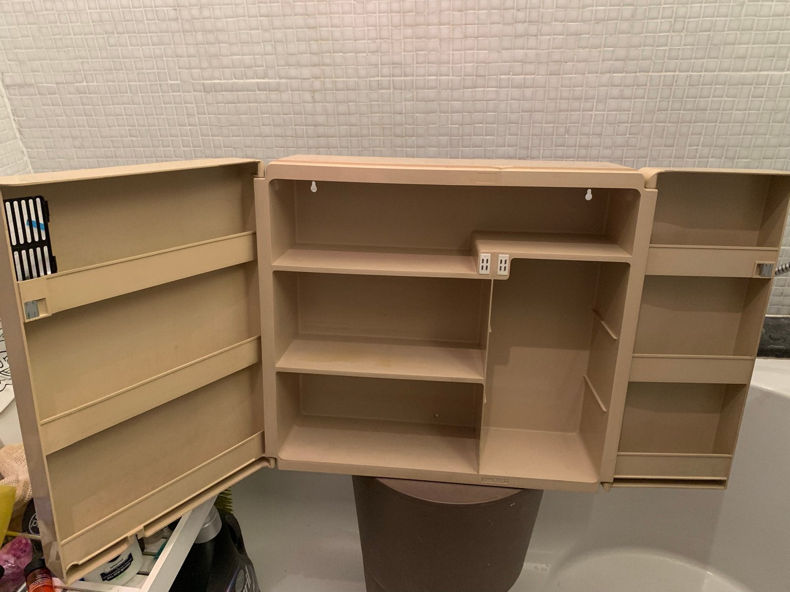 Vintage Allibert badkamerkastje jaren '70 beige, Ophalen, Minder dan 50 cm, Overige typen, Zo goed als nieuw