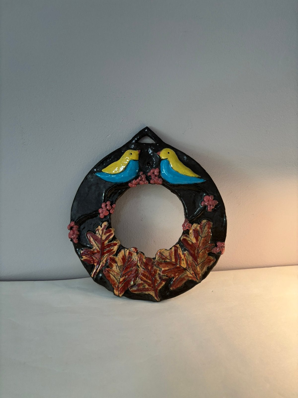 Vintage keramieken hanger studio artist vogels, Verzenden
