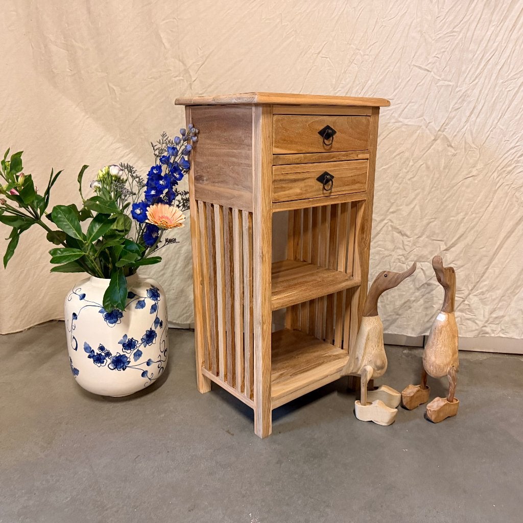 ladekastje - massief teak - 2 lades - Gratis bezorgd