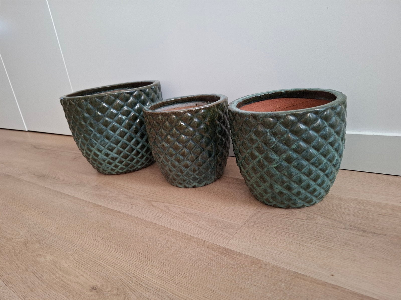 3 grote bloempotten - groen

Stenen stevige bloempotten.

1, Tuin en Terras, Ophalen, Steen, Rond, Minder dan 40 cm