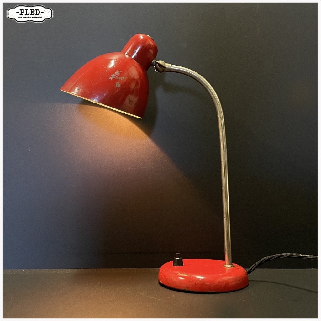 Kleine, rode bureaulamp, Bauhaus, circa 1935, Antiek en Kunst, Antiek | Lampen, Ophalen of Verzenden