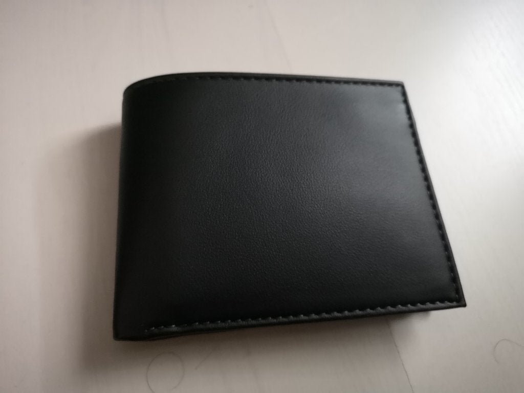Leren Portemonnee Zwart Heren Billfold Compact, Ophalen, Zwart