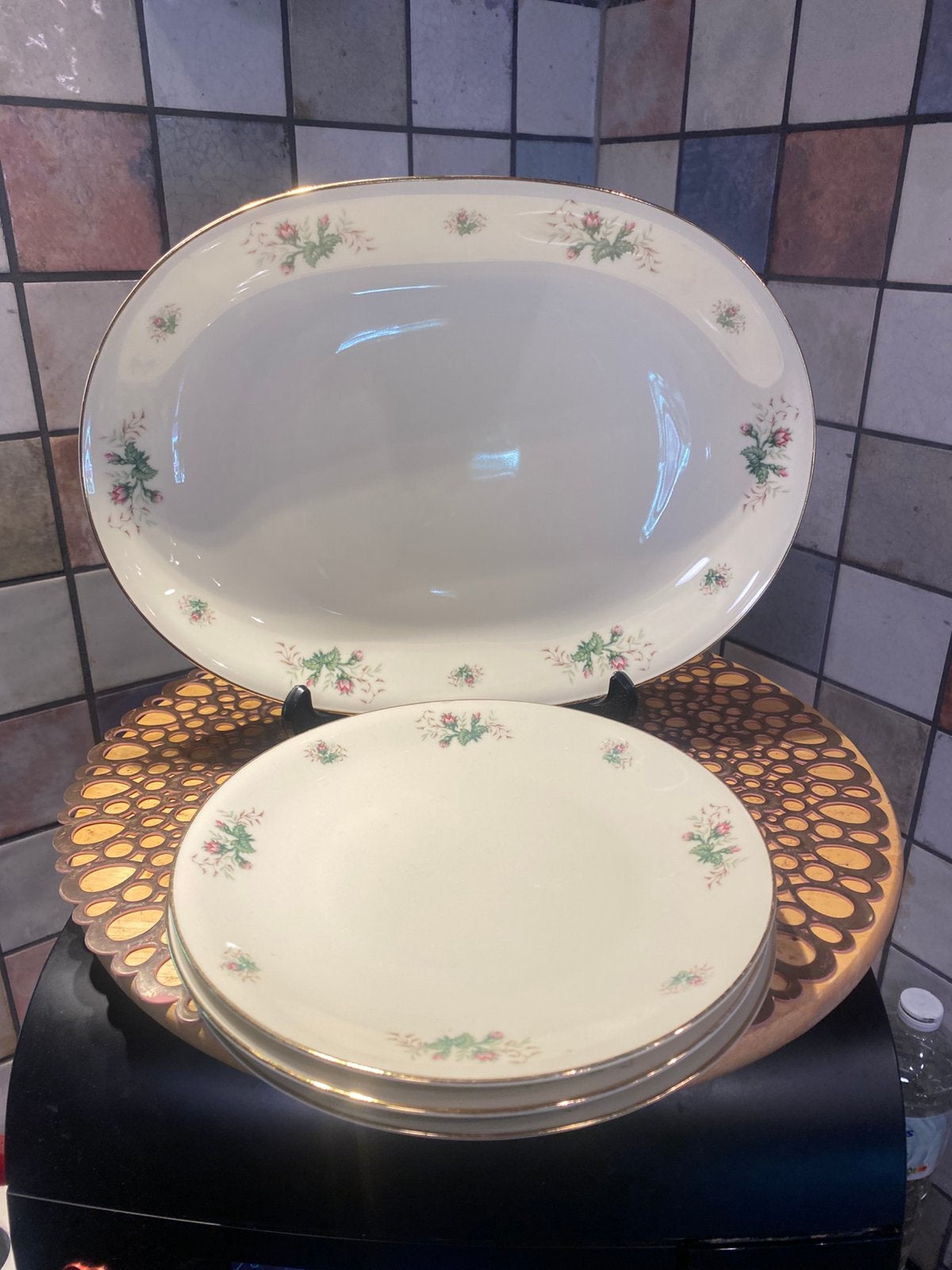 H&G Selb,Bavaria,vintage serveerschaal met 3 borden, Ophalen of Verzenden