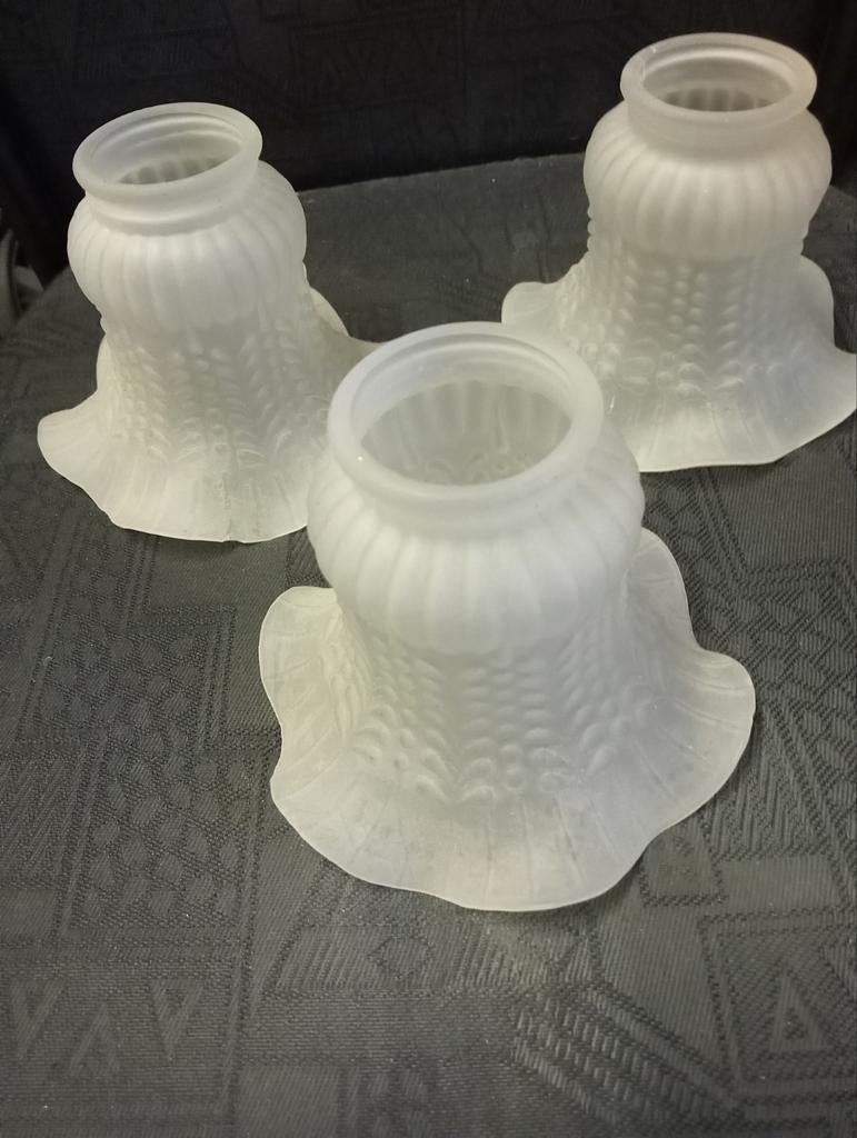 3 glazen schemerlamp kapjes, Huis en Inrichting, Lampen | Lampenkappen, Ophalen of Verzenden, Rond, Minder dan 25 cm